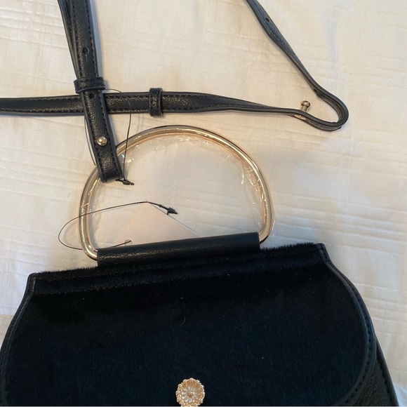 LC Lauren Conrad Velvet/Faux Leather Crossbody Bag NWT - Picture 6 of 9